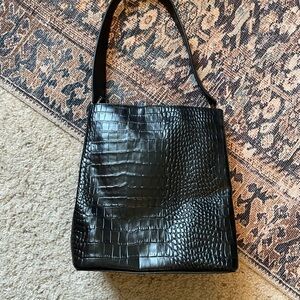Nordstrom Elegant Black Croc-Embossed Women's shoulder Bag